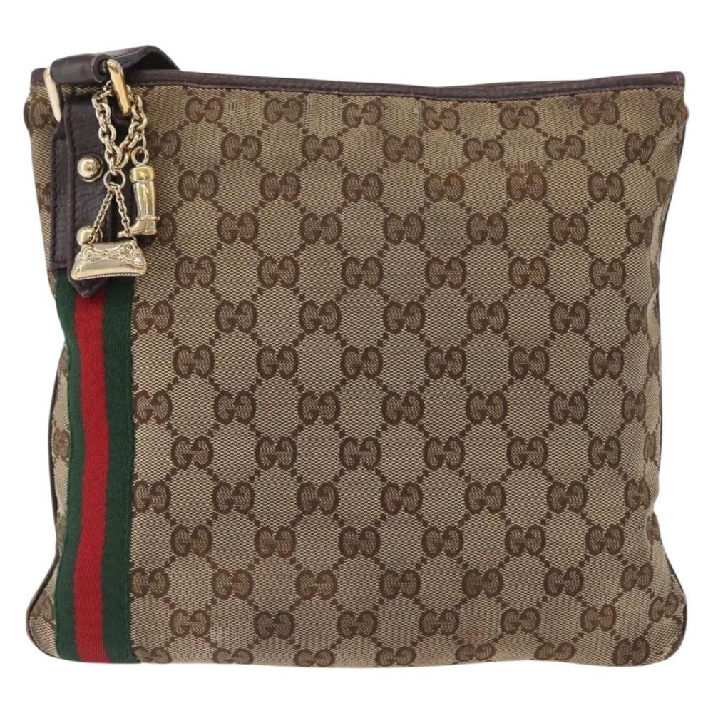 Gucci GG Canvas Web Shoulder Bag Beige